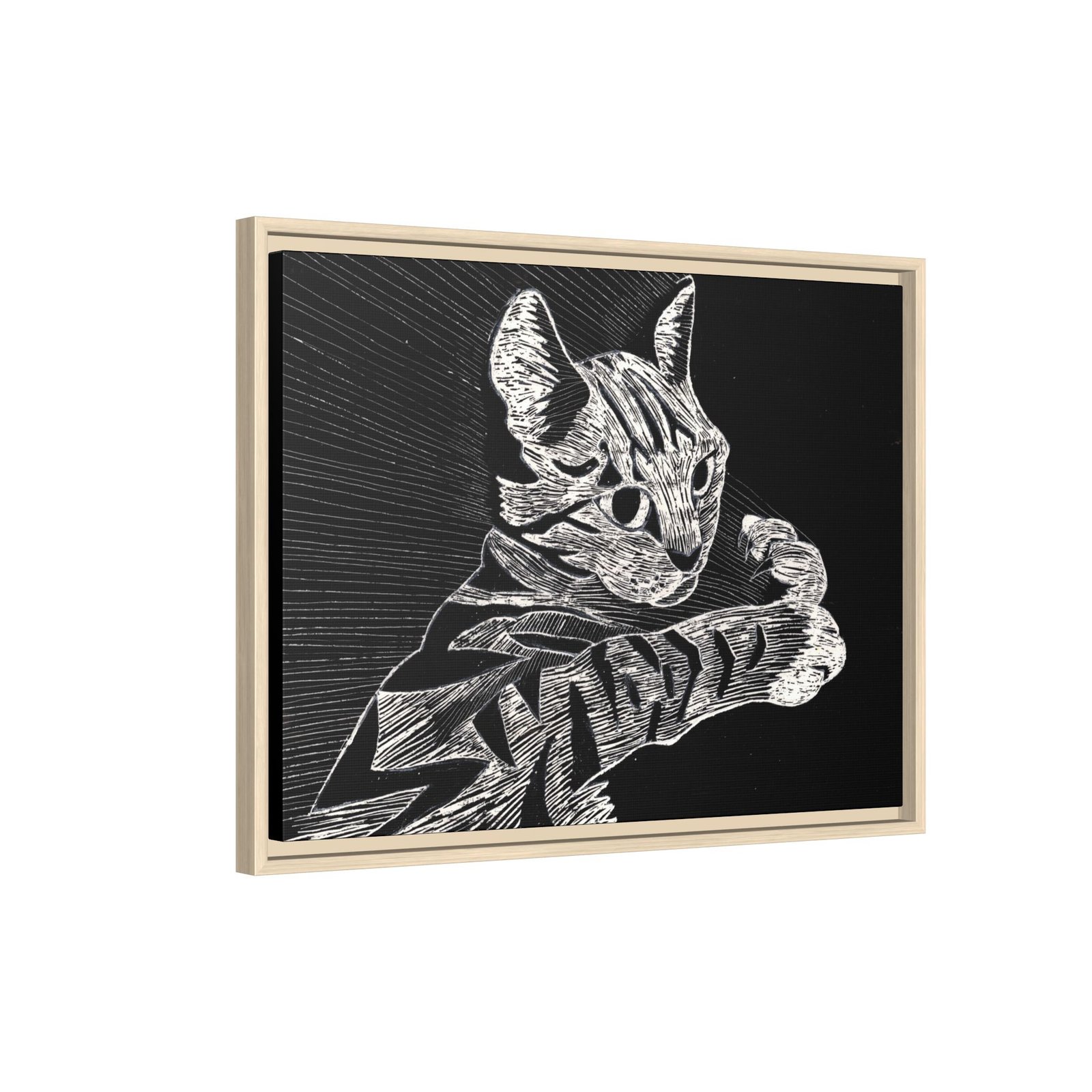 Framed Etched Cat Art Print | Matte Canvas Wall Decor - Image 21