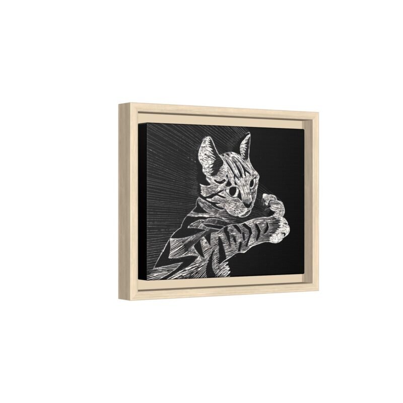 Framed Etched Cat Art Print | Matte Canvas Wall Decor - Image 23