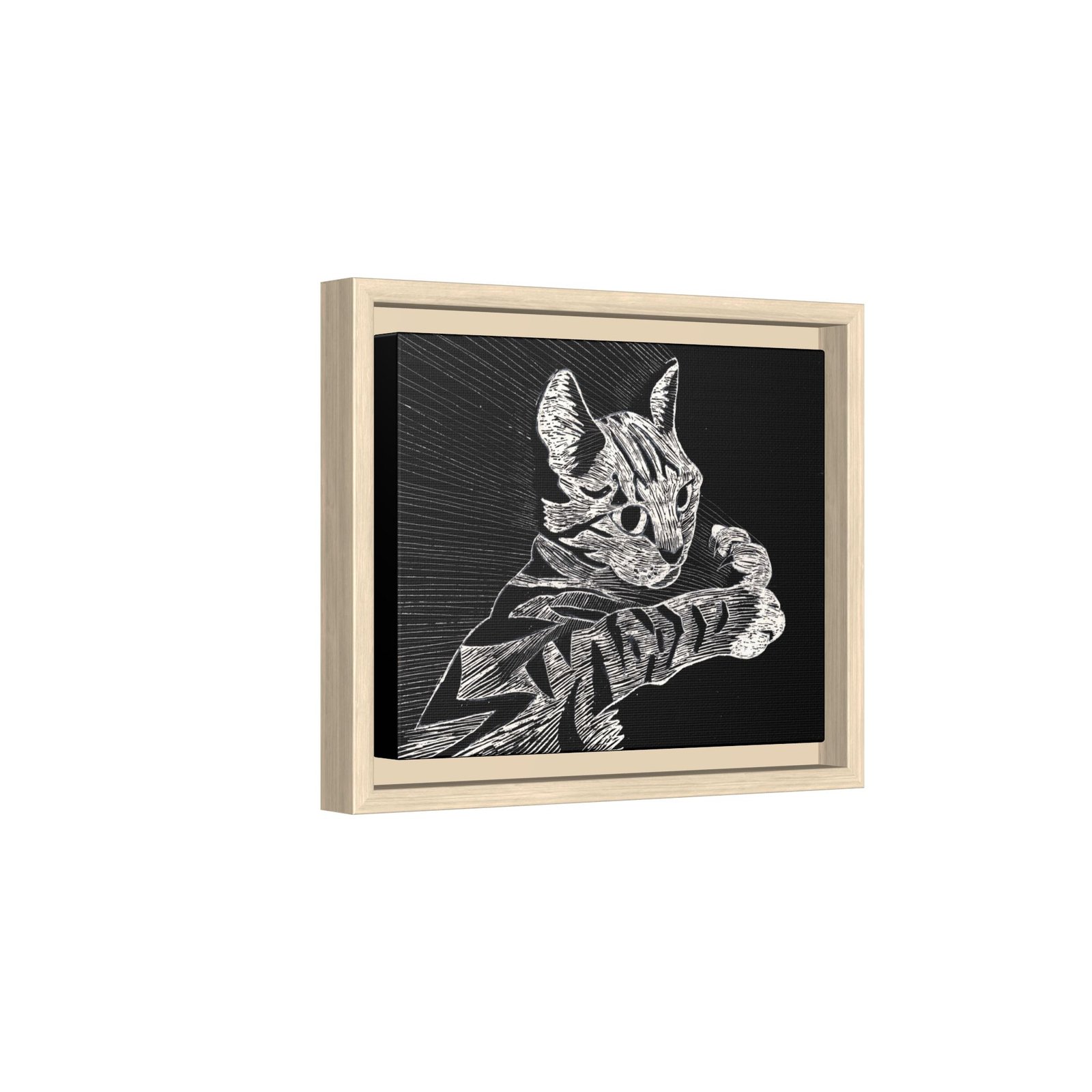 Framed Etched Cat Art Print | Matte Canvas Wall Decor - Image 23