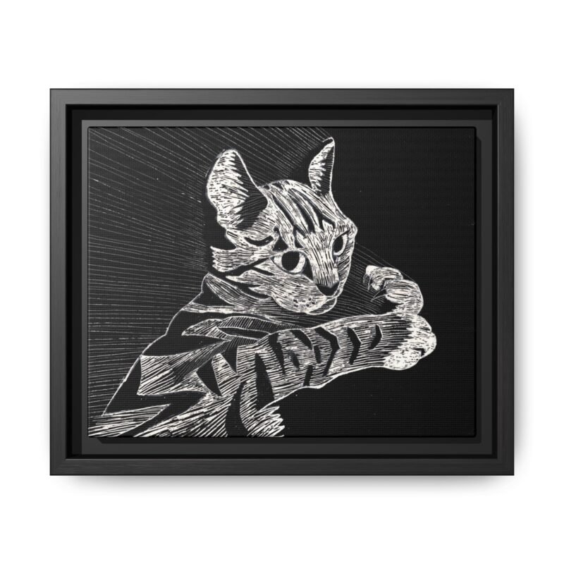 Framed Etched Cat Art Print | Matte Canvas Wall Decor - Image 24