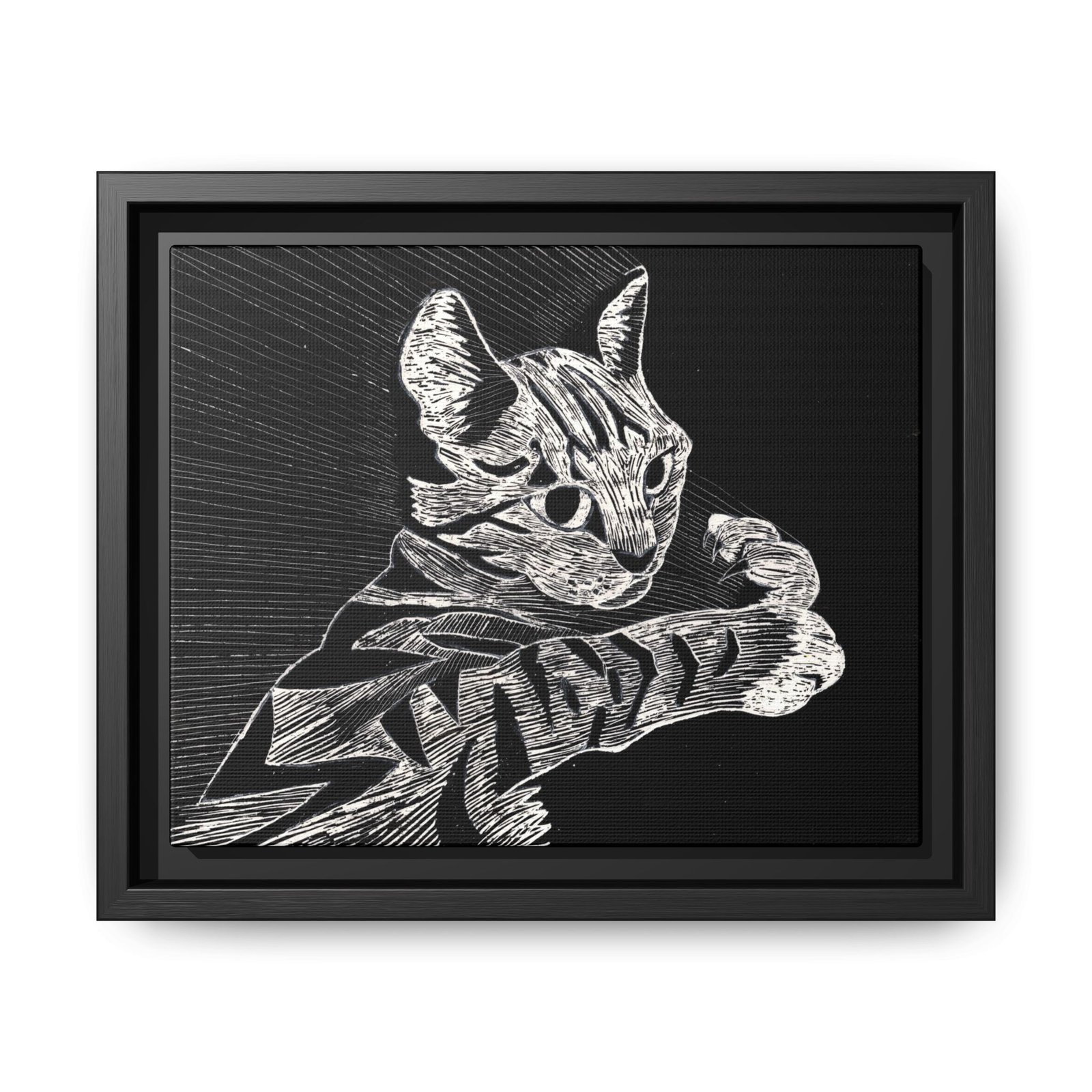 Framed Etched Cat Art Print | Matte Canvas Wall Decor - Image 24