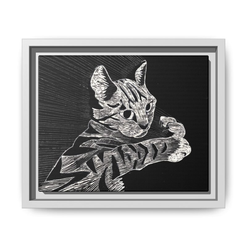 Framed Etched Cat Art Print | Matte Canvas Wall Decor - Image 26