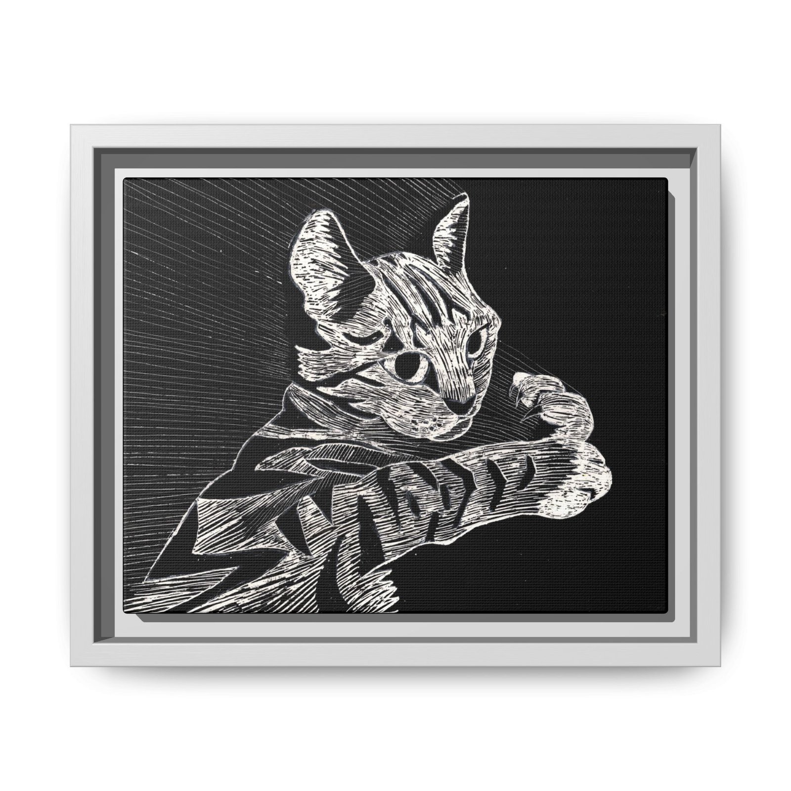 Framed Etched Cat Art Print | Matte Canvas Wall Decor - Image 26