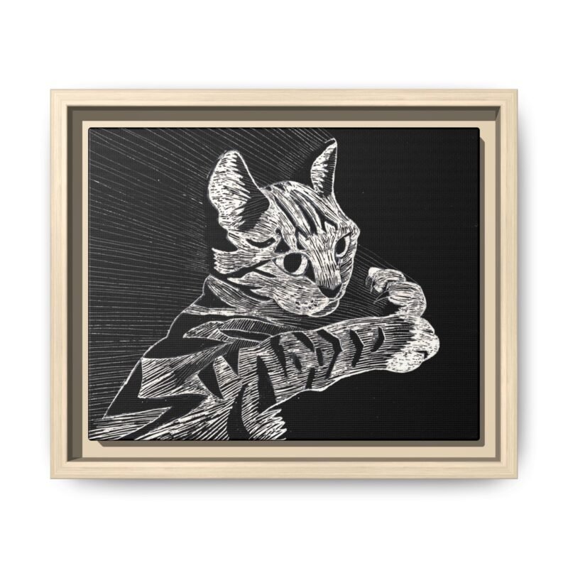 Framed Etched Cat Art Print | Matte Canvas Wall Decor - Image 22
