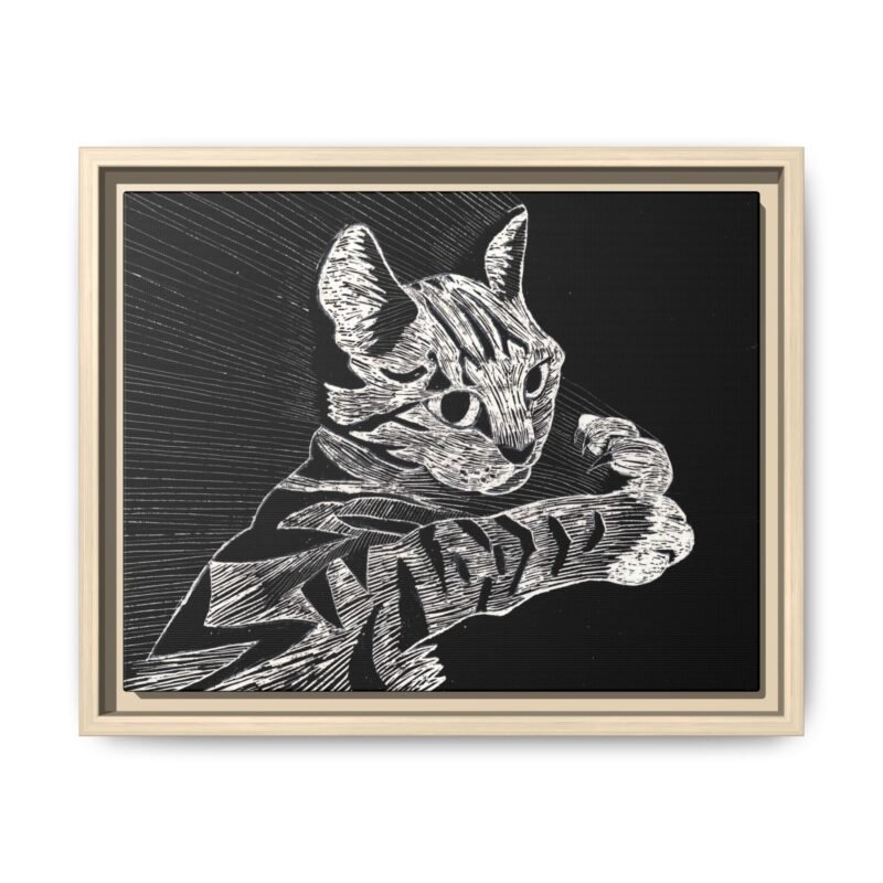 Framed Etched Cat Art Print | Matte Canvas Wall Decor - Image 10