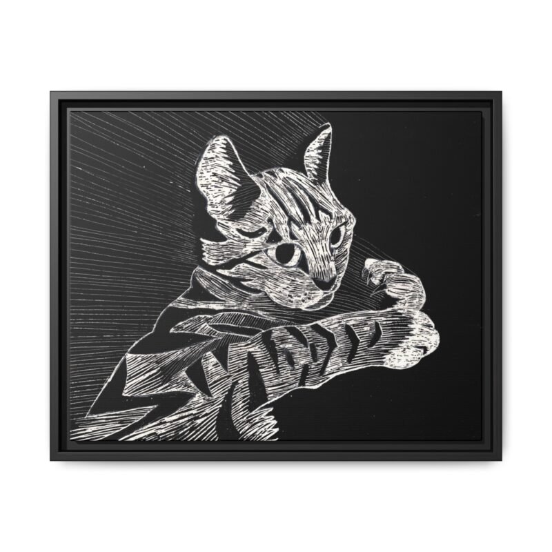Framed Etched Cat Art Print | Matte Canvas Wall Decor - Image 7