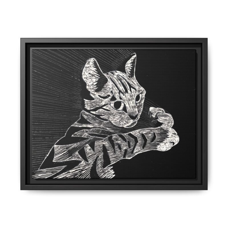 Framed Etched Cat Art Print | Matte Canvas Wall Decor - Image 12
