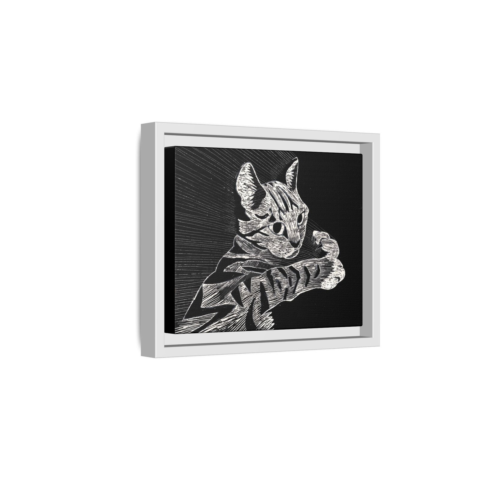 Framed Etched Cat Art Print | Matte Canvas Wall Decor - Image 27