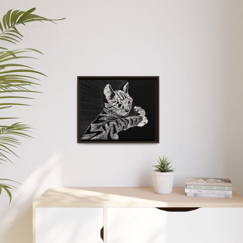 Framed Etched Cat Art Print | Matte Canvas Wall Decor - Image 9