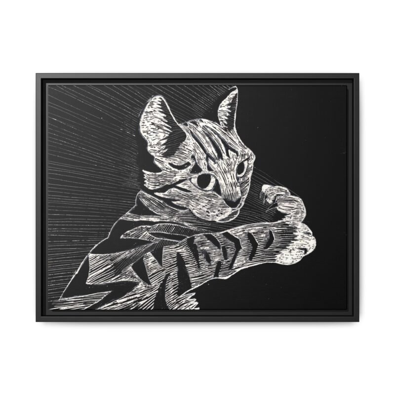 Framed Etched Cat Art Print | Matte Canvas Wall Decor - Image 18