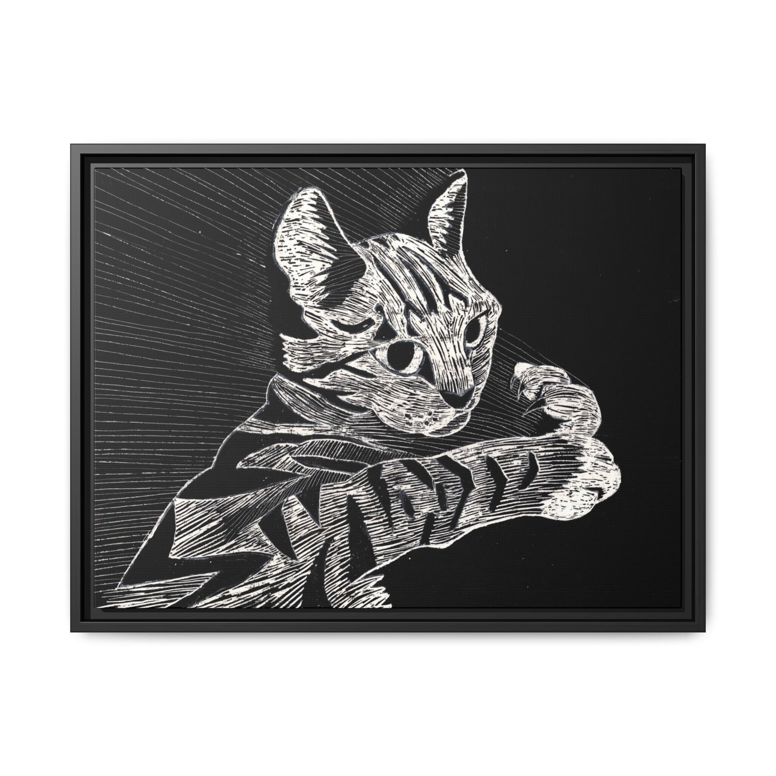 Framed Etched Cat Art Print | Matte Canvas Wall Decor - Image 18