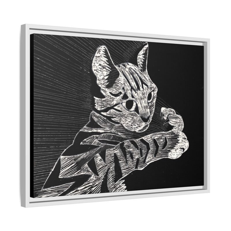 Framed Etched Cat Art Print | Matte Canvas Wall Decor - Image 17