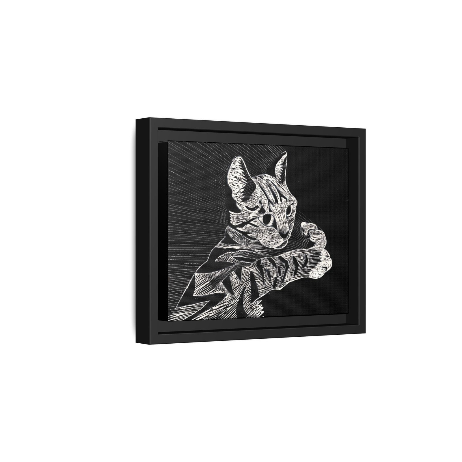 Framed Etched Cat Art Print | Matte Canvas Wall Decor - Image 25