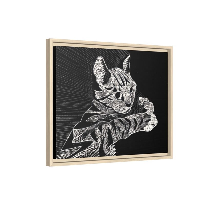 Framed Etched Cat Art Print | Matte Canvas Wall Decor - Image 5