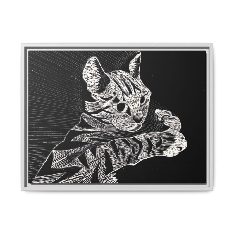 Framed Etched Cat Art Print | Matte Canvas Wall Decor - Image 16