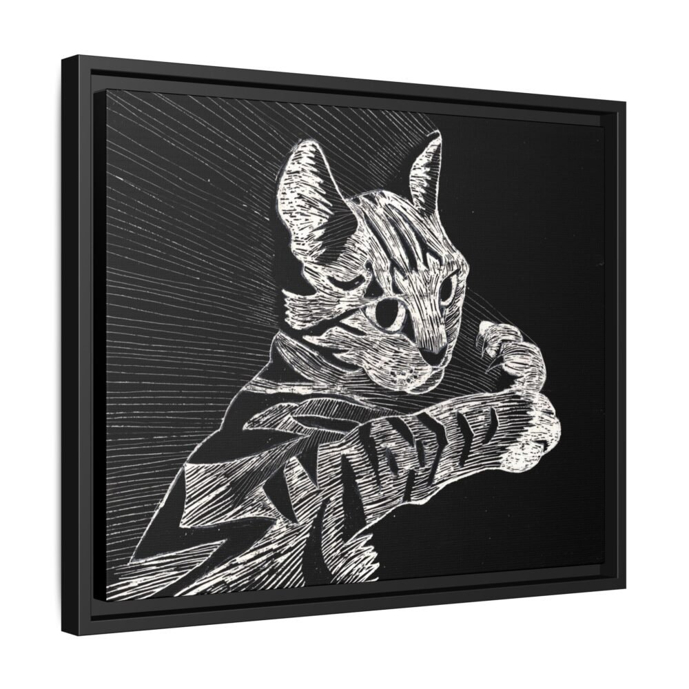Framed Etched Cat Art Print | Matte Canvas Wall Decor