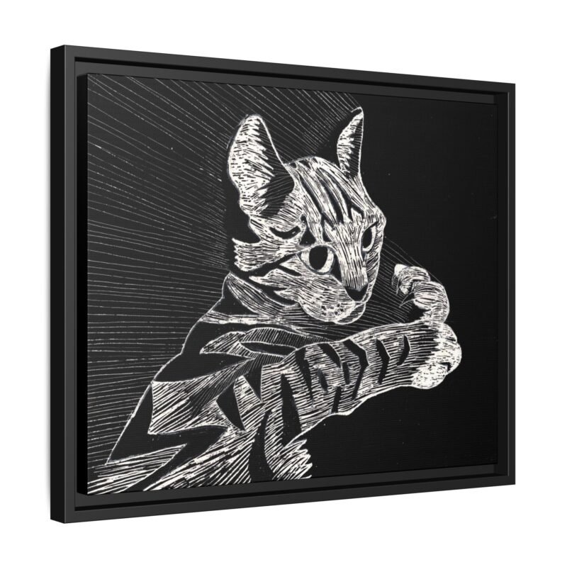 Framed Etched Cat Art Print | Matte Canvas Wall Decor - Image 8