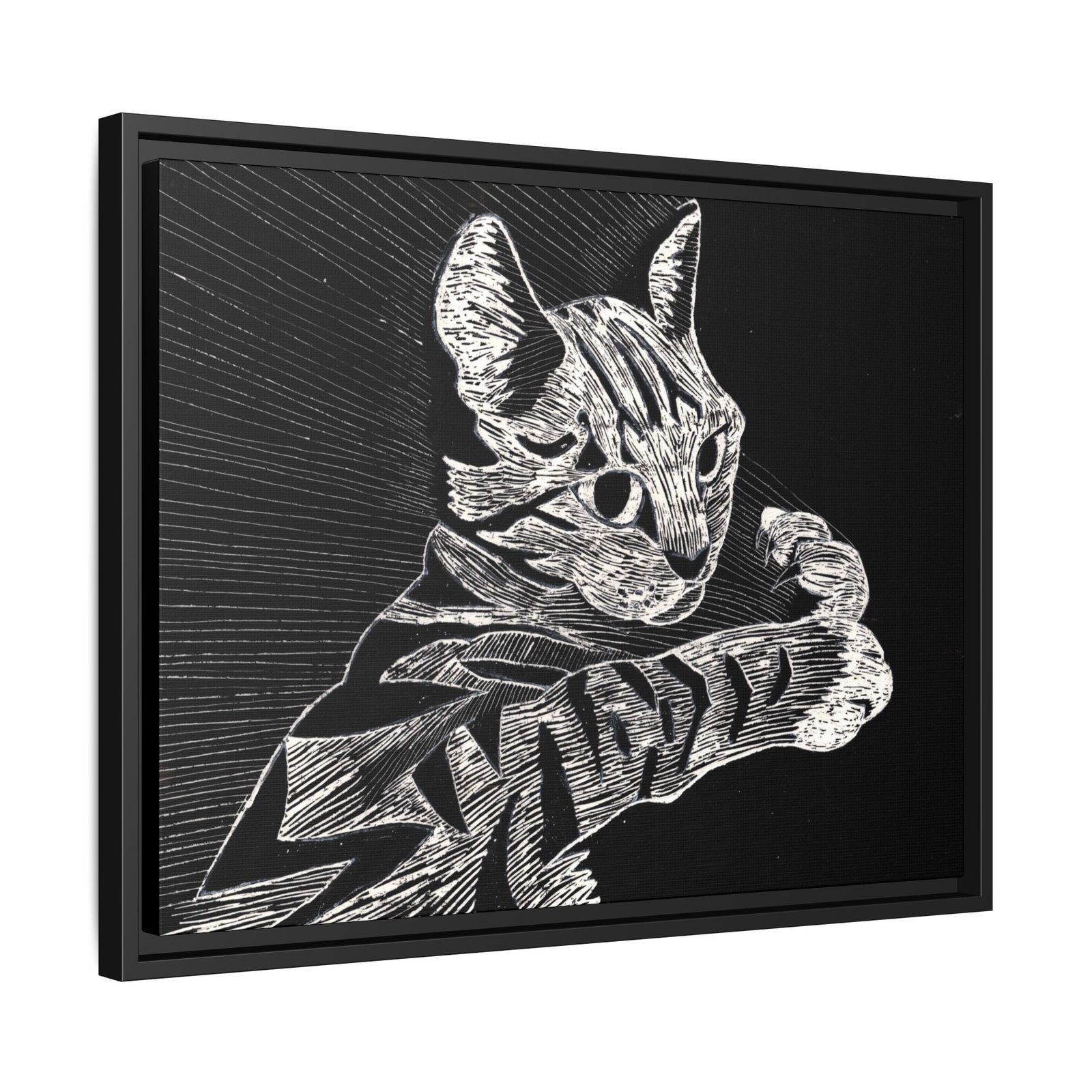 Framed Etched Cat Art Print | Matte Canvas Wall Decor - Image 19
