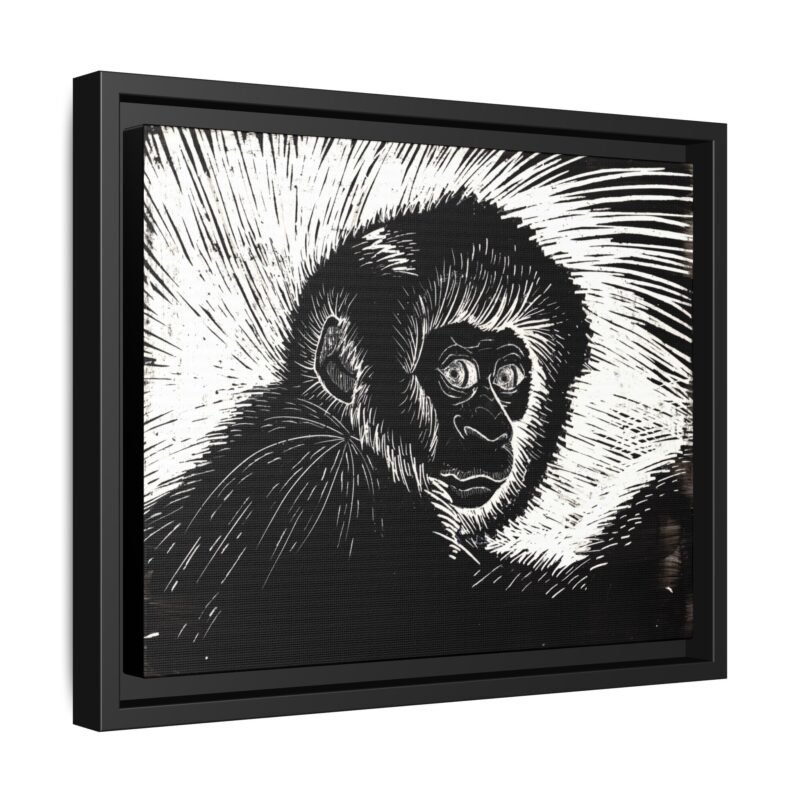 Framed Monkey Monochrome Etching Print | Black and White Matte Canvas Wall Art - Image 10