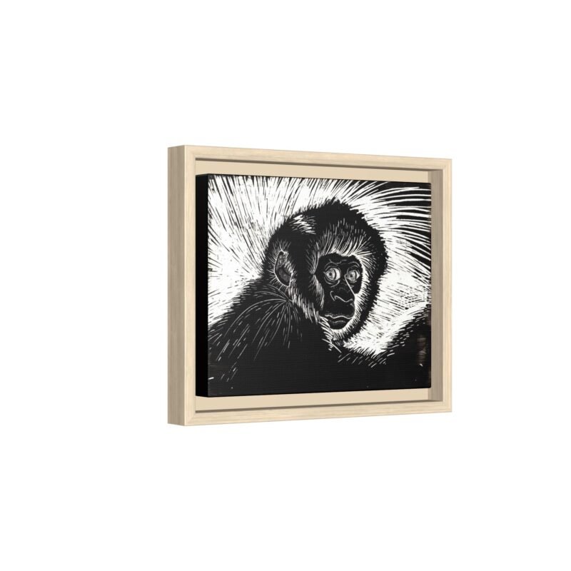 Framed Monkey Monochrome Etching Print | Black and White Matte Canvas Wall Art - Image 23