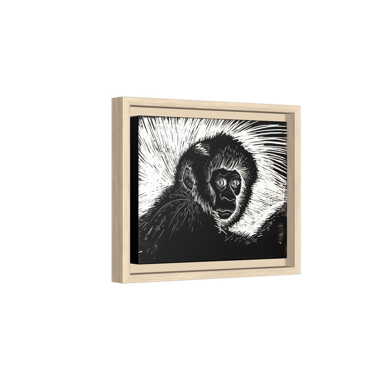 Framed Monkey Monochrome Etching Print | Black and White Matte Canvas Wall Art - Image 23