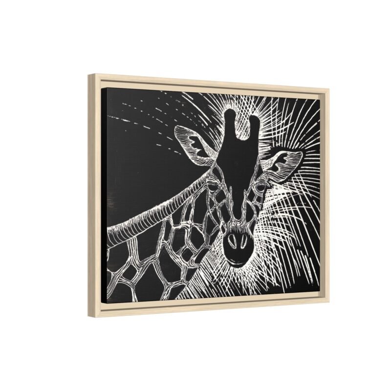 Giraffe Etching Matte Canvas Print | Black & White Framed Wall Art - Image 5