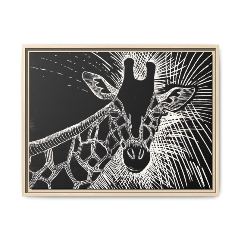Giraffe Etching Matte Canvas Print | Black & White Framed Wall Art - Image 19