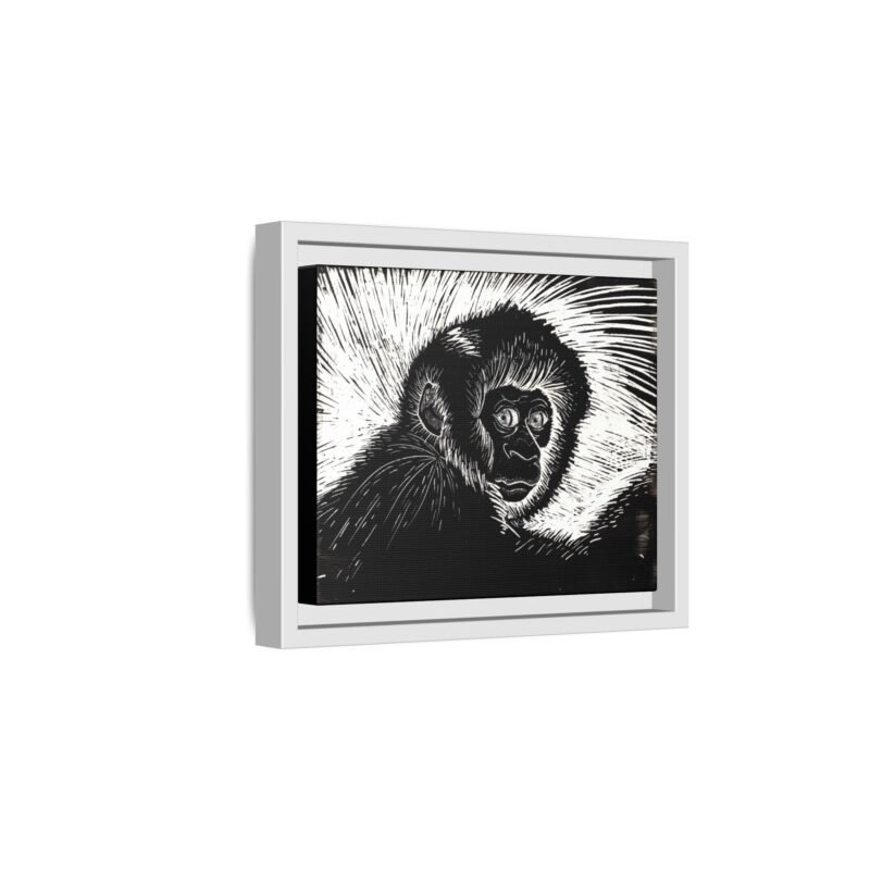 Framed Monkey Monochrome Etching Print | Black and White Matte Canvas Wall Art - Image 27