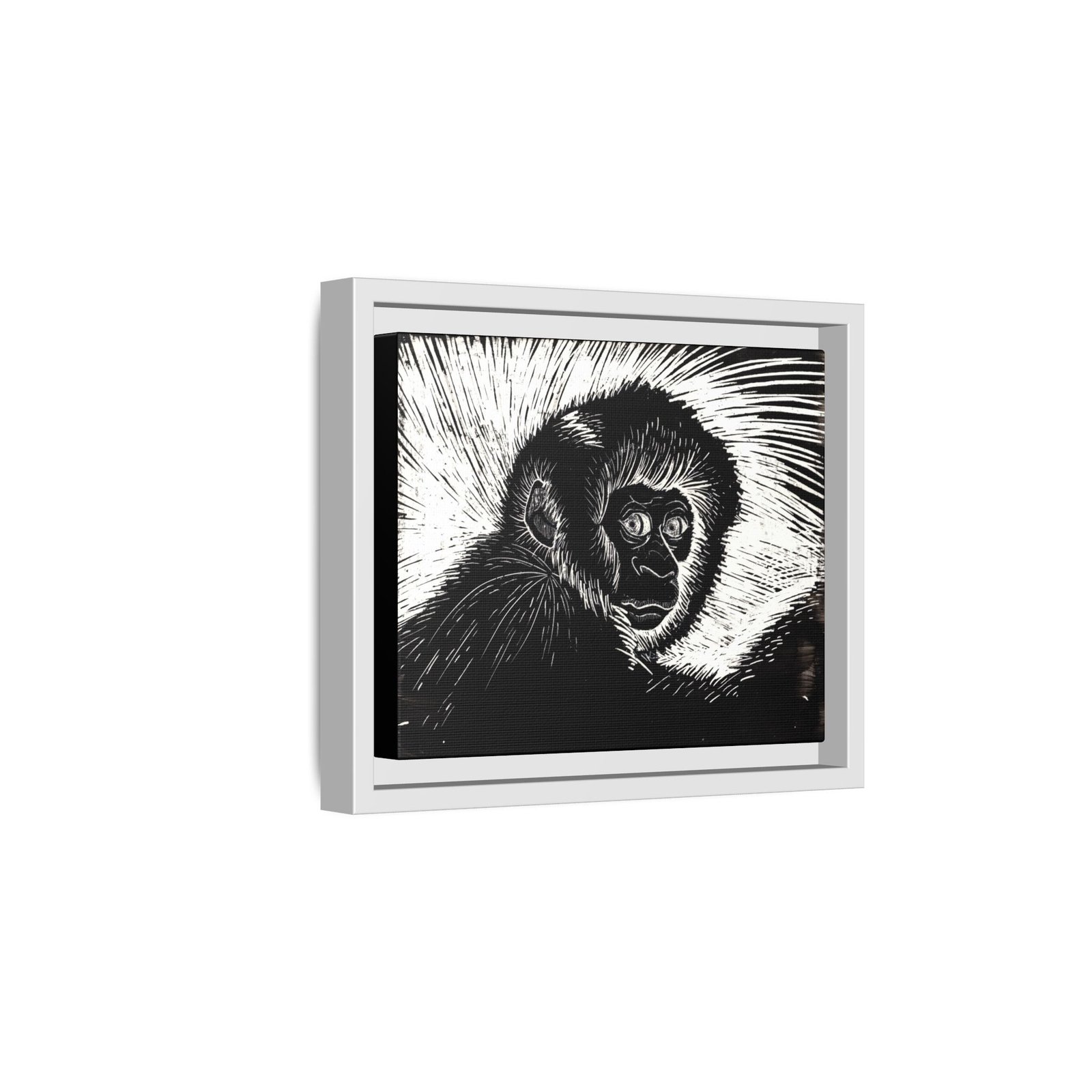 Framed Monkey Monochrome Etching Print | Black and White Matte Canvas Wall Art - Image 27