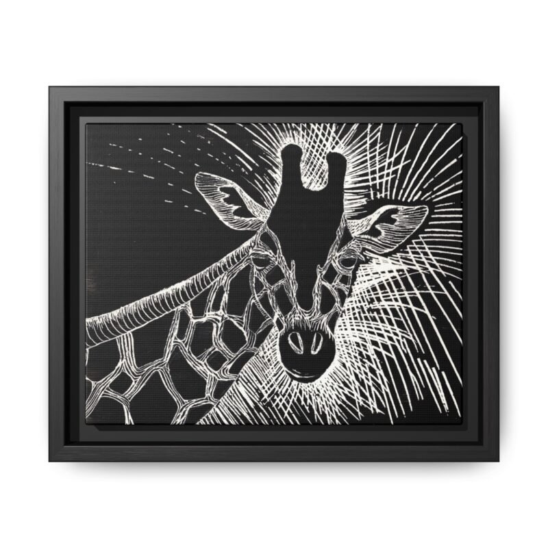 Giraffe Etching Matte Canvas Print | Black & White Framed Wall Art - Image 23
