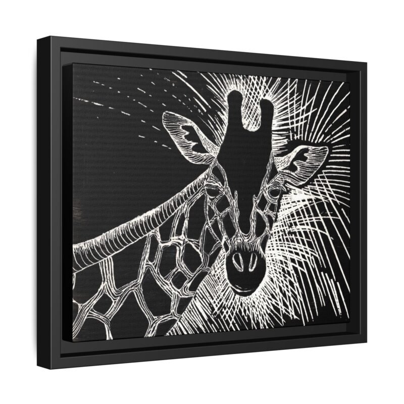 Giraffe Etching Matte Canvas Print | Black & White Framed Wall Art - Image 12