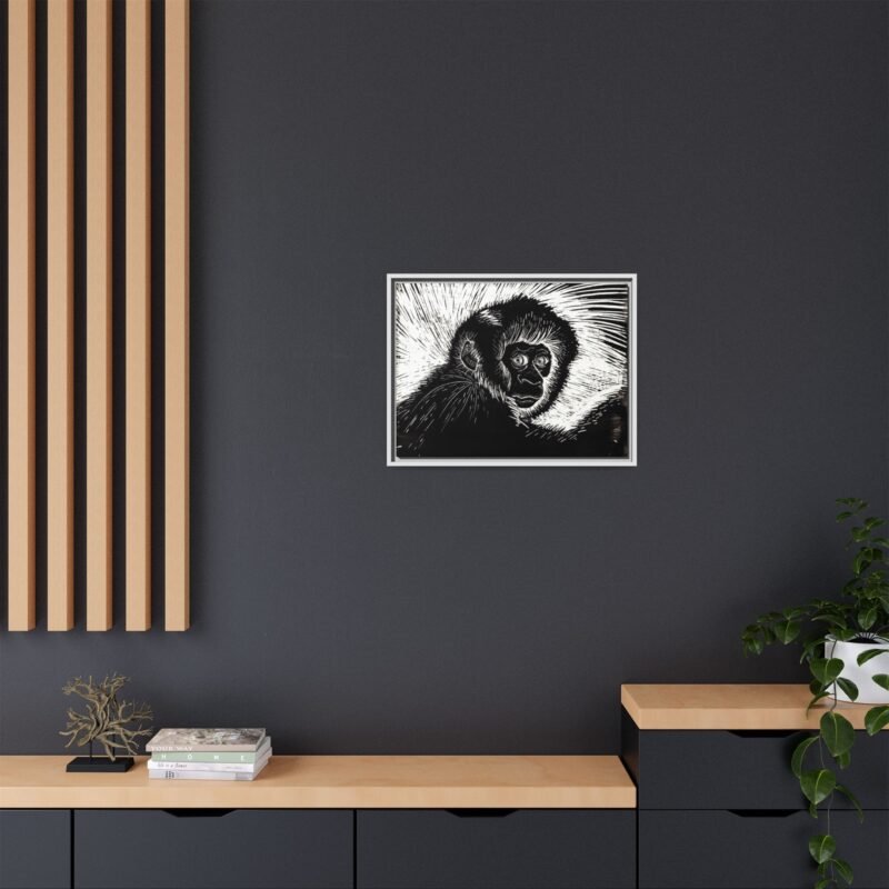 Framed Monkey Monochrome Etching Print | Black and White Matte Canvas Wall Art - Image 15