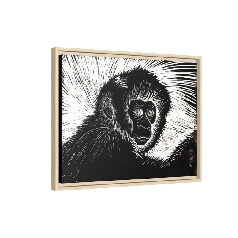 Framed Monkey Monochrome Etching Print | Black and White Matte Canvas Wall Art - Image 20