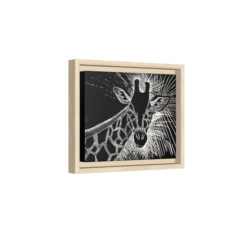 Giraffe Etching Matte Canvas Print | Black & White Framed Wall Art - Image 22