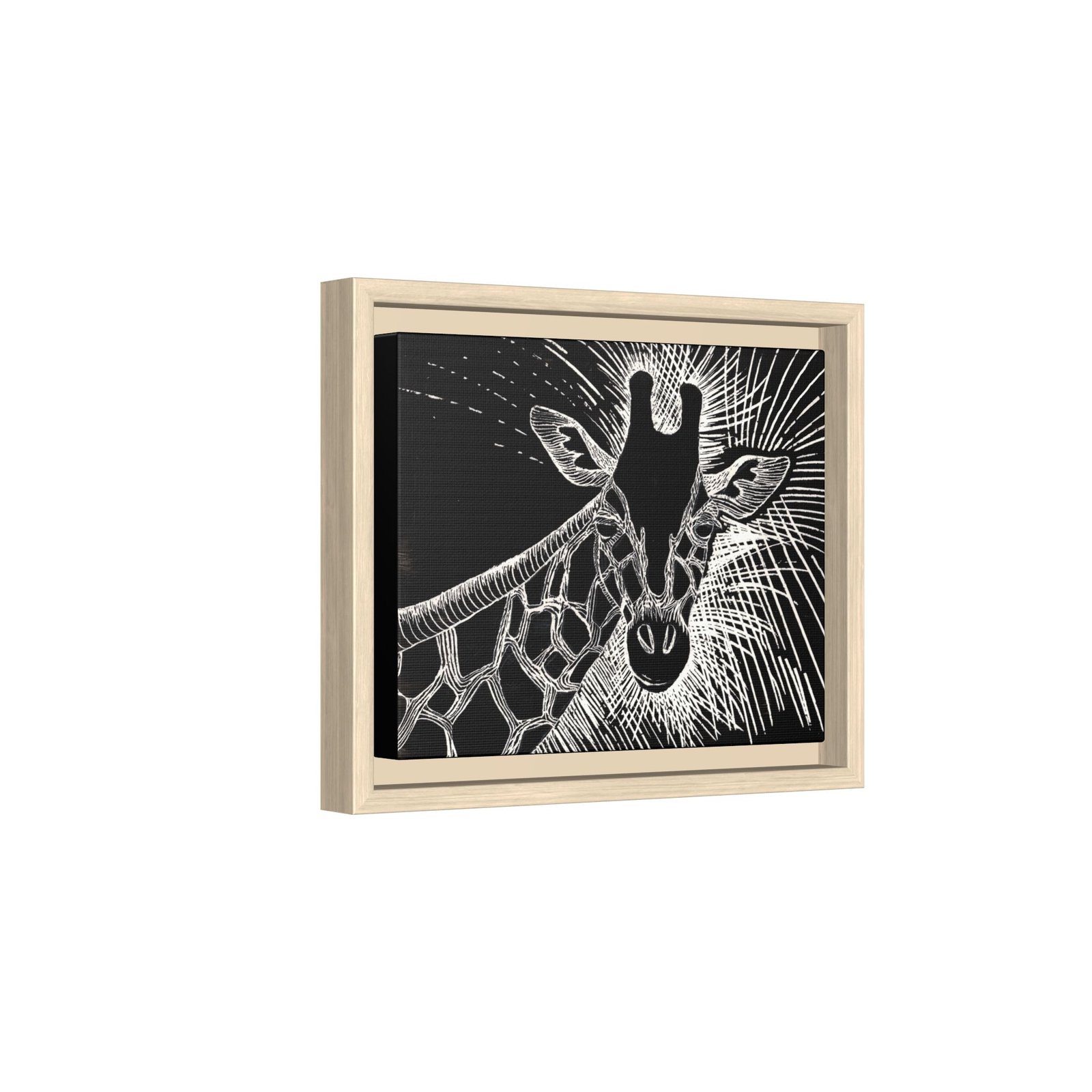 Giraffe Etching Matte Canvas Print | Black & White Framed Wall Art - Image 22