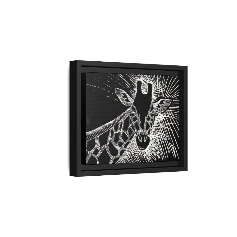 Giraffe Etching Matte Canvas Print | Black & White Framed Wall Art