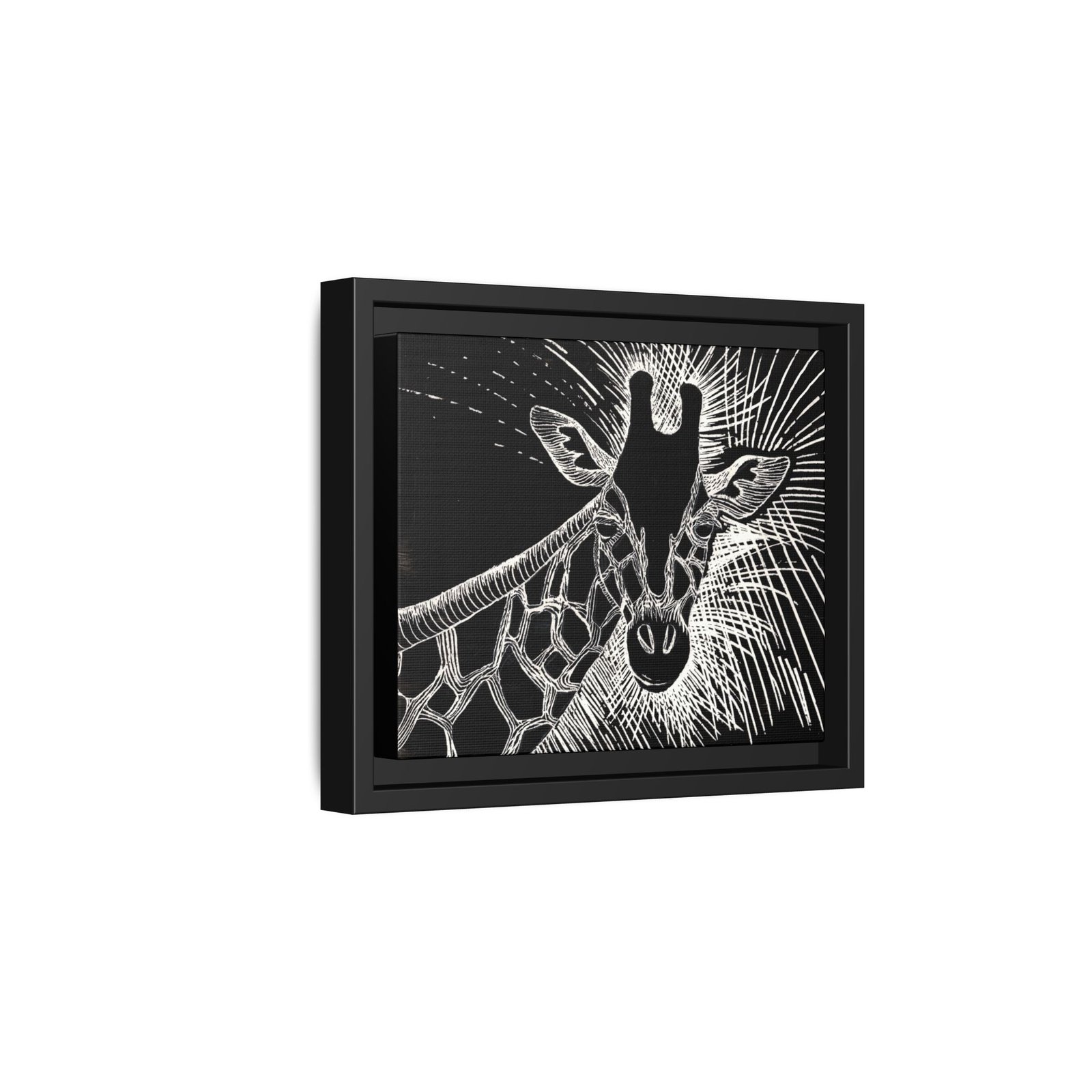 Giraffe Etching Matte Canvas Print | Black & White Framed Wall Art - Image 24