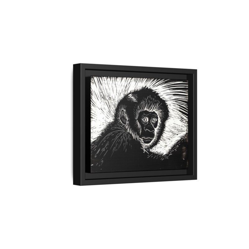 Framed Monkey Monochrome Etching Print | Black and White Matte Canvas Wall Art - Image 25