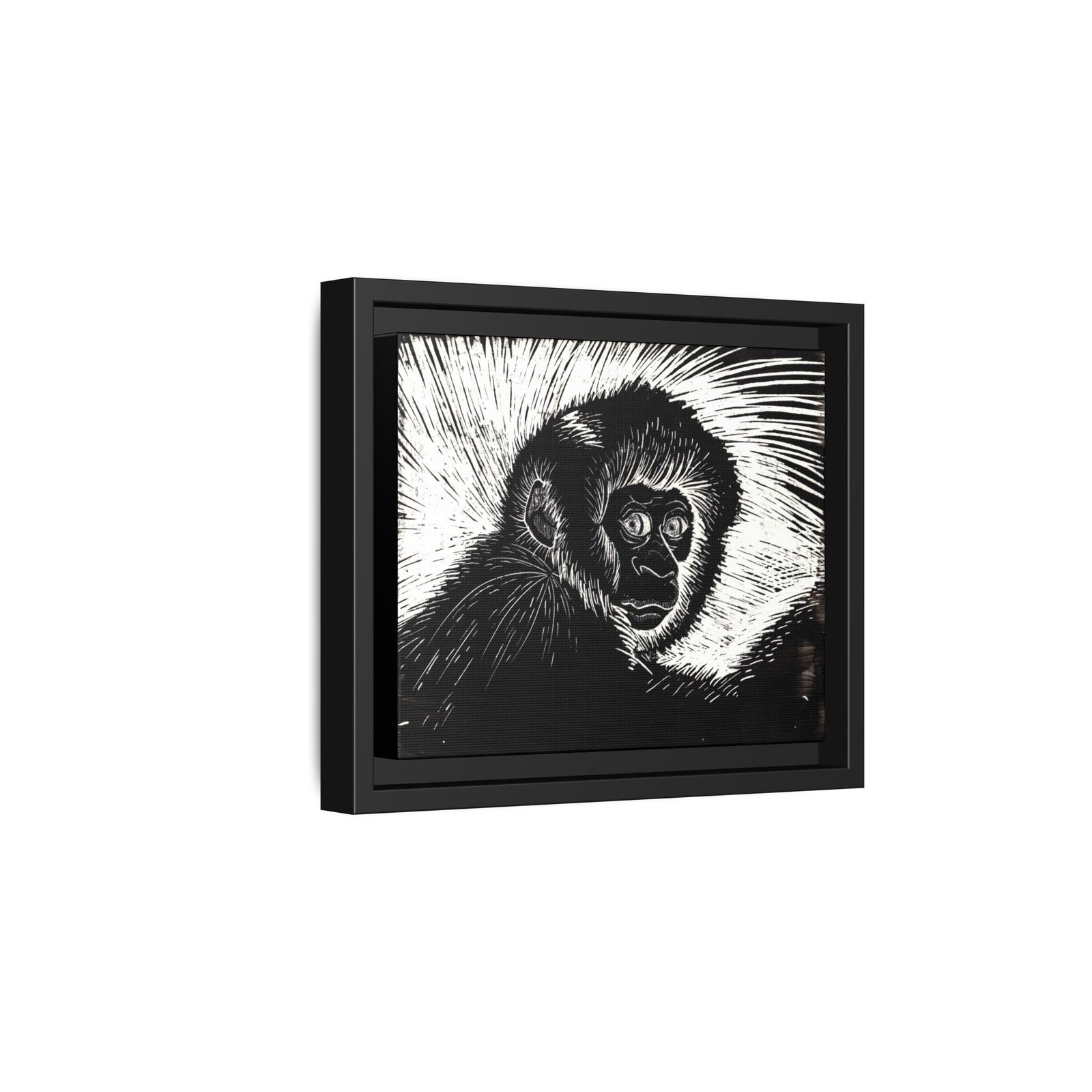 Framed Monkey Monochrome Etching Print | Black and White Matte Canvas Wall Art - Image 25