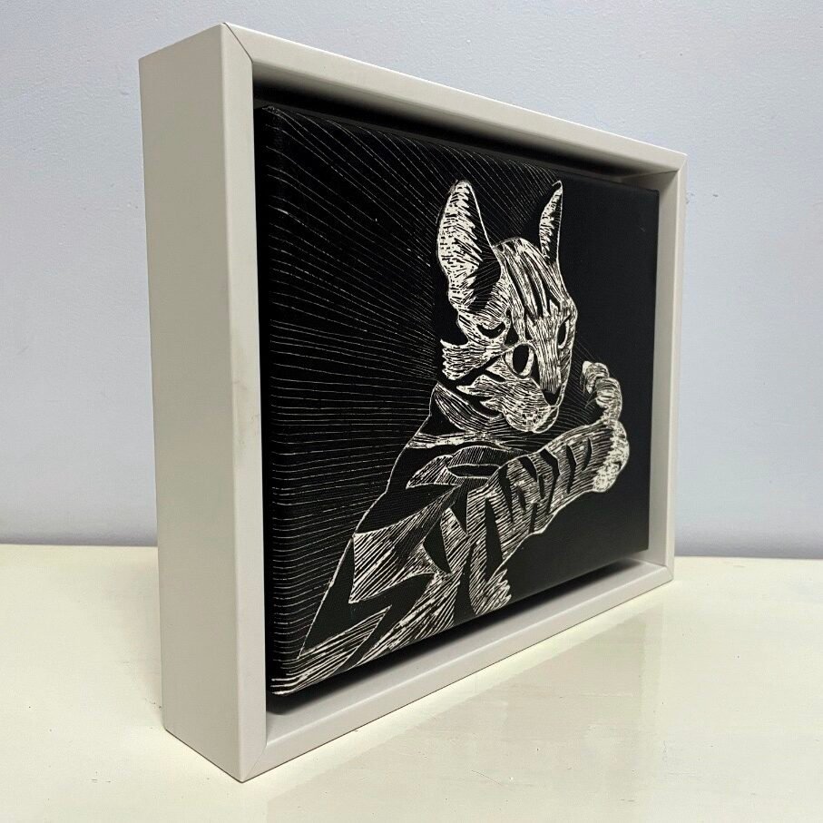 monochrome cat framed canvas actual product