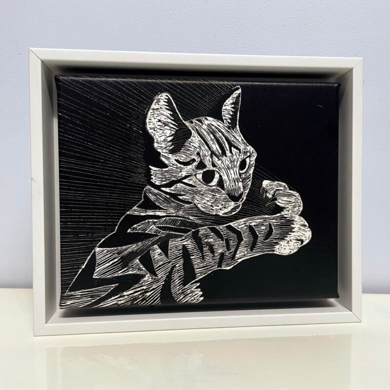 monochrome cat framed canvas actual product
