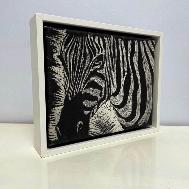 Actual product zebra monochrome frame canvas white