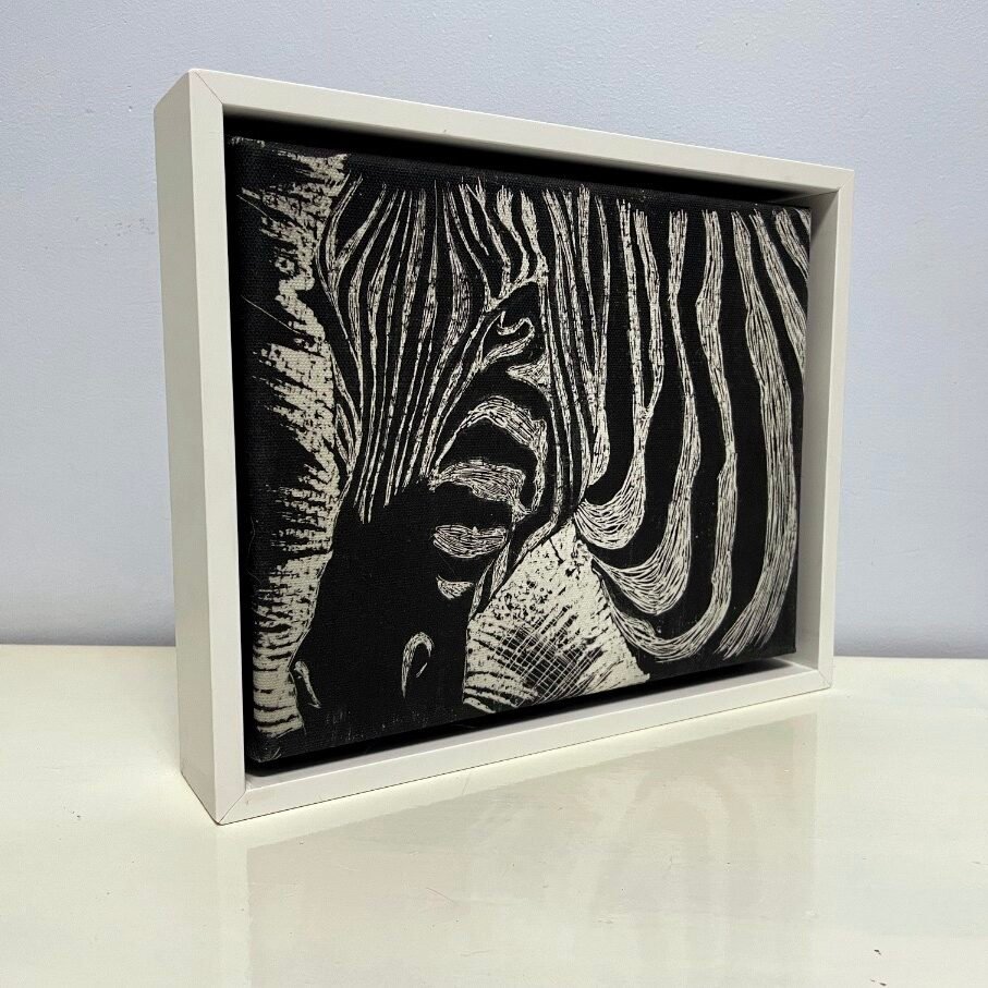 Actual product zebra monochrome frame canvas white