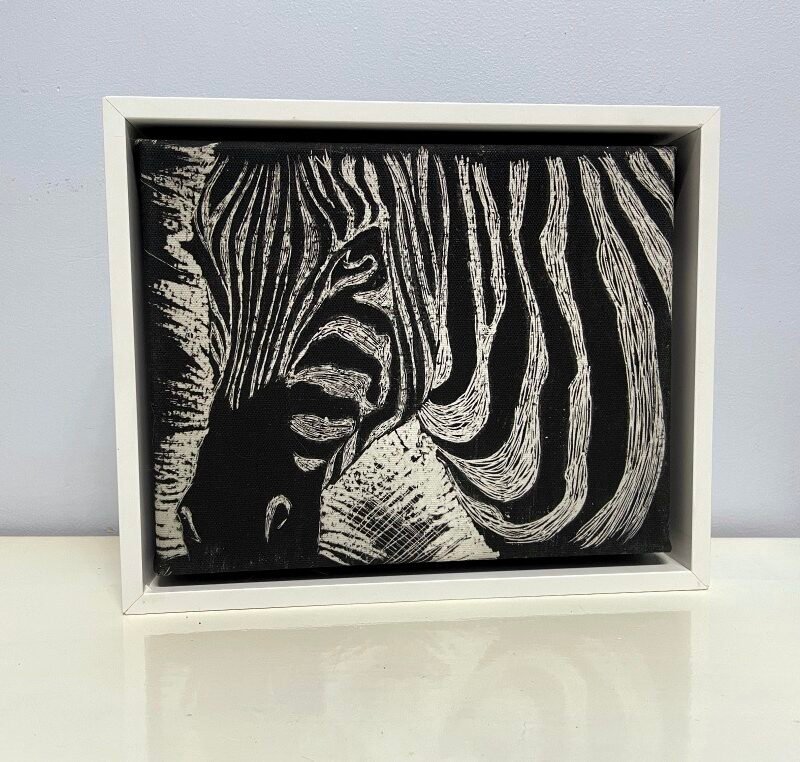Actual product monochrome zebra framed canvas white